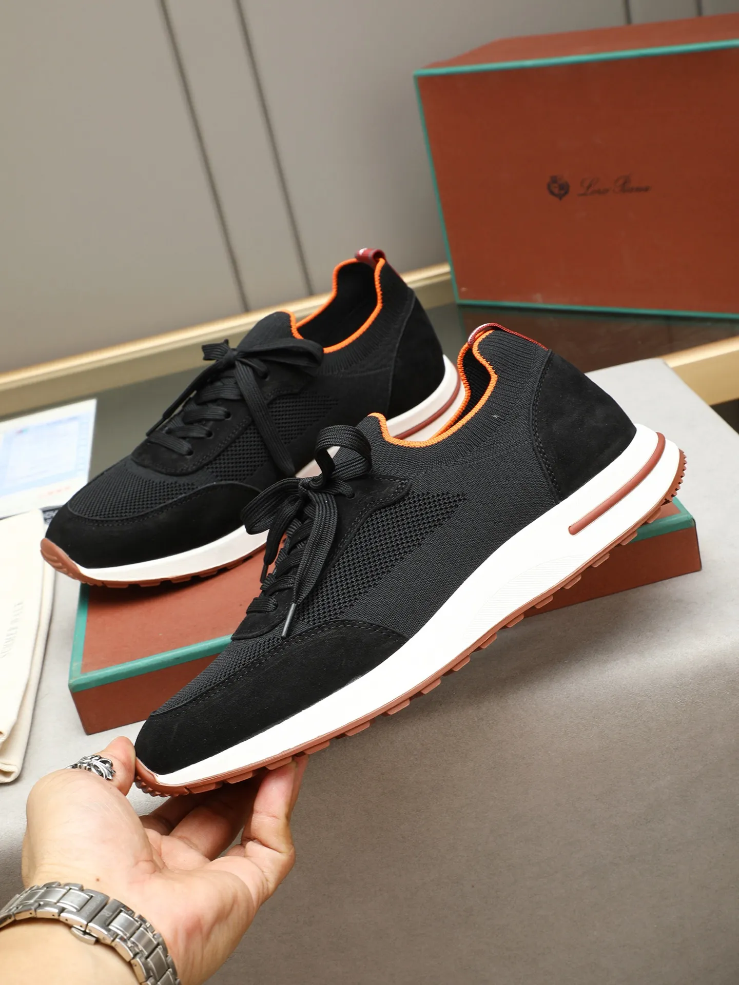 Men's shoes 💰420 LP new product on sale Loro Piana knitted sneakers | Made of Wish wool blended fabric | The upper is made of unique knitted fabrics